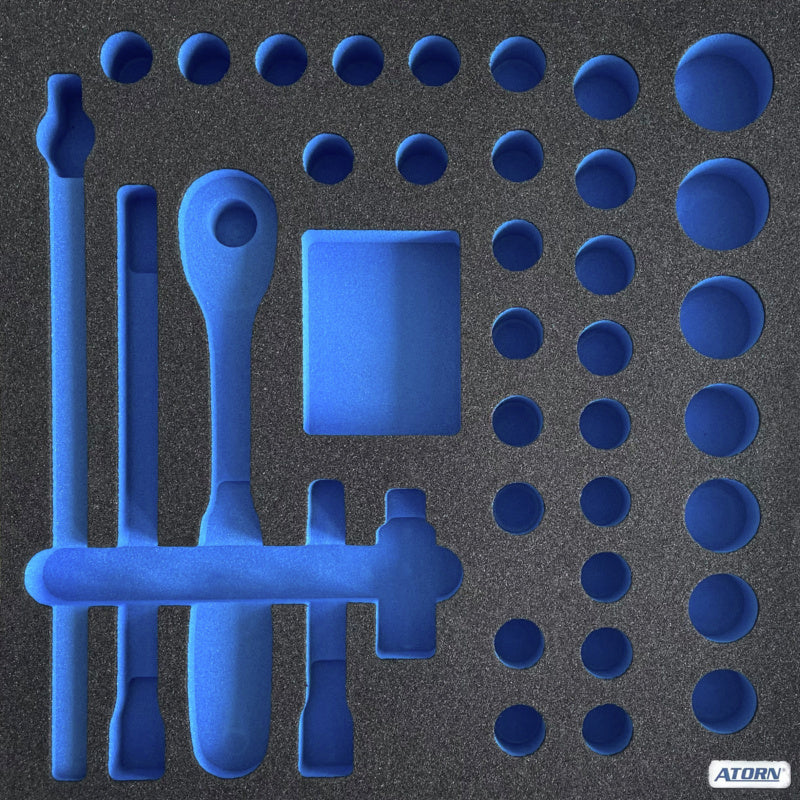 Vložka z tvrdé pěny, prázdná – sada 35 ks nástavců nástrčných klíčů