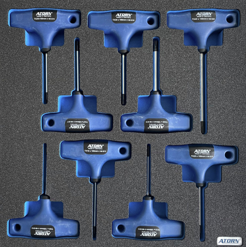 Vložka z tvrdé pěny – T-rukojeť, sada 9 ks šroubováků TX