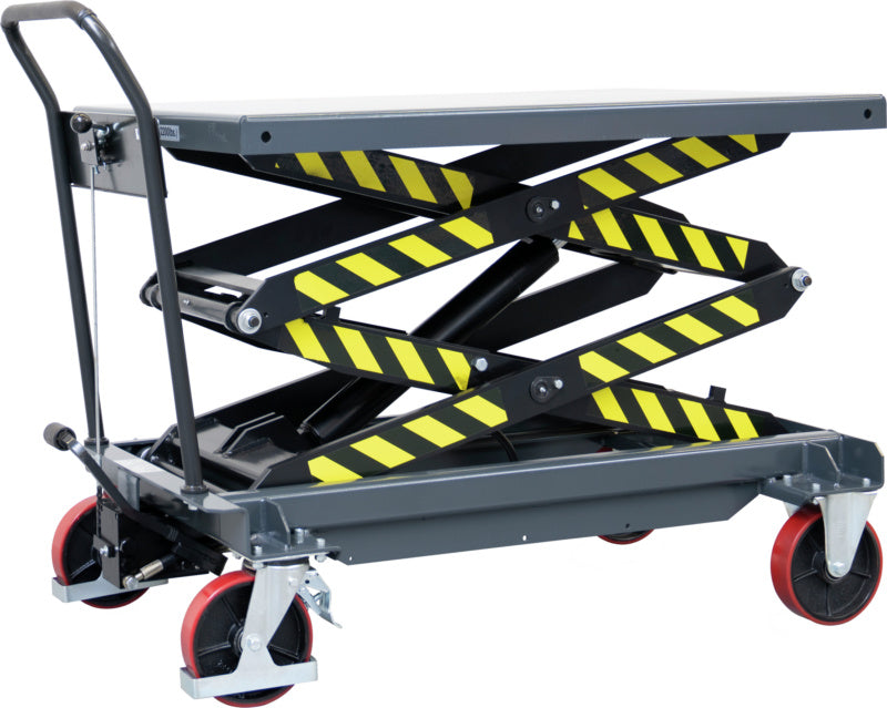 Dvojitý nůžkový vozík se zdvihacím stolem fetra, nosnost 1 000 kg