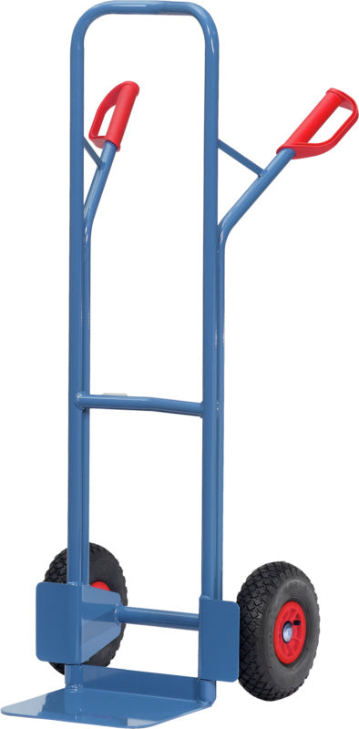 Ocelový vozík na pytle se zahnutou tyčí, huštěné pneumatiky