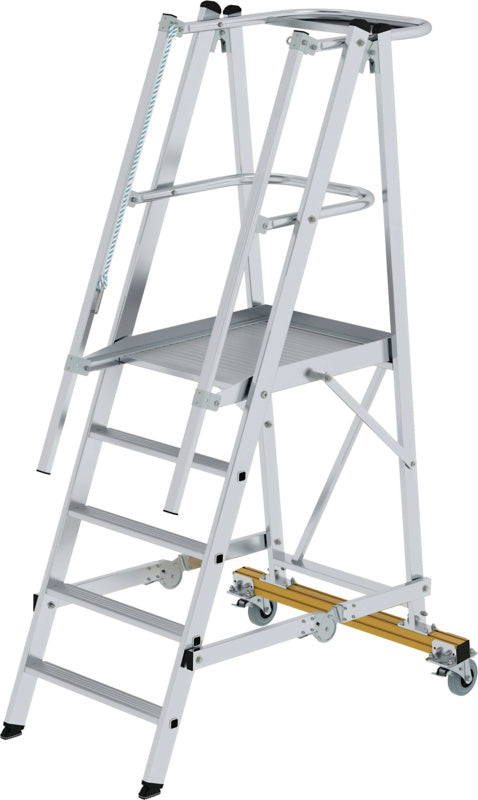 Skládací hliníkový plošinový žebřík s kolečky