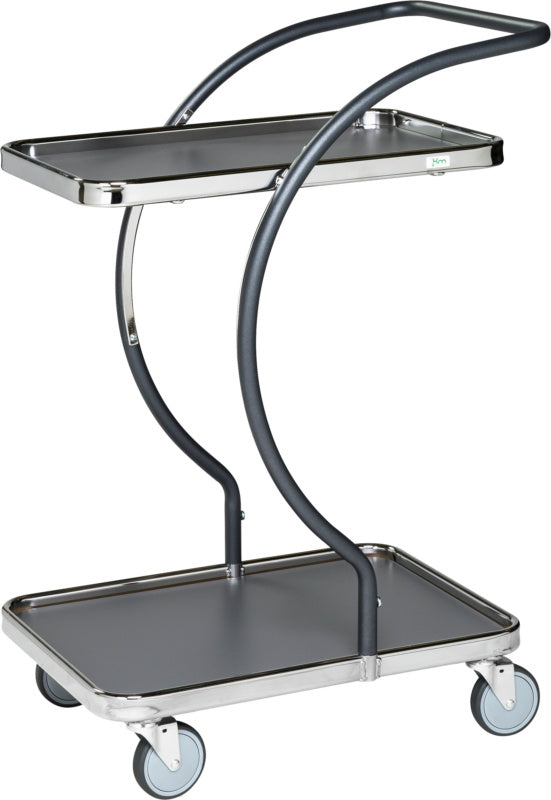 Designový servírovací vozík se dvěma ložnými plochami z kovu/MDF, řada C