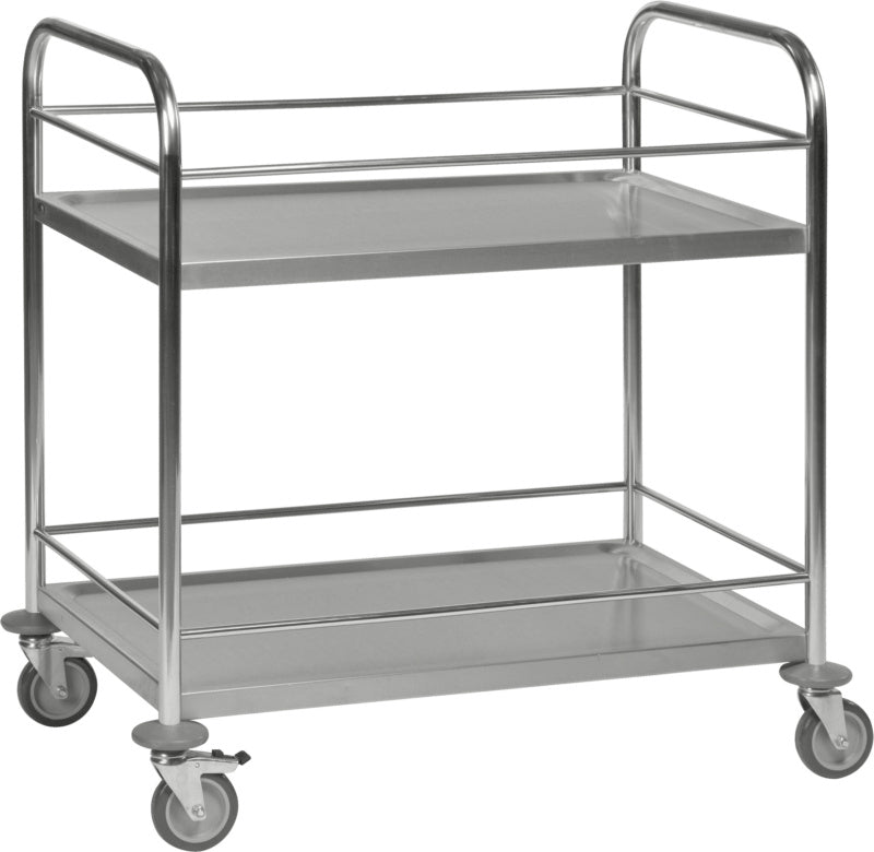 Servírovací vozík C2 z nerezové oceli se zábradlím