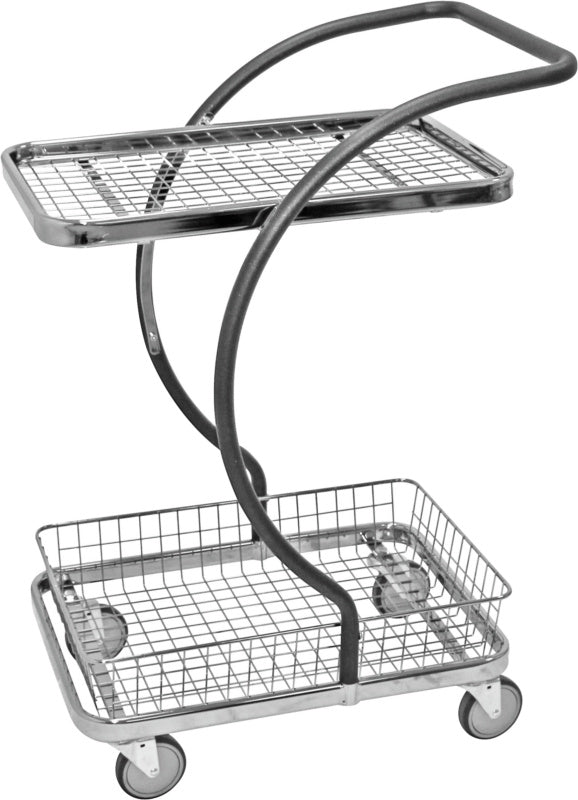 Designový servírovací vozík, jedna drátěná roštová ložná plocha, jeden koš, řada C