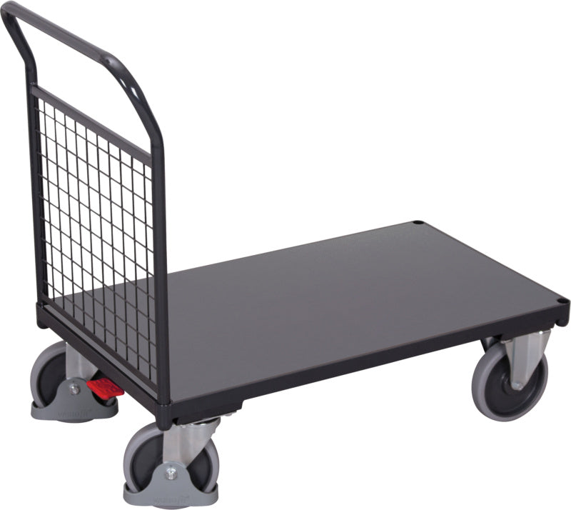 Plošinový vozík s čelní stěnou z drátěné mřížky