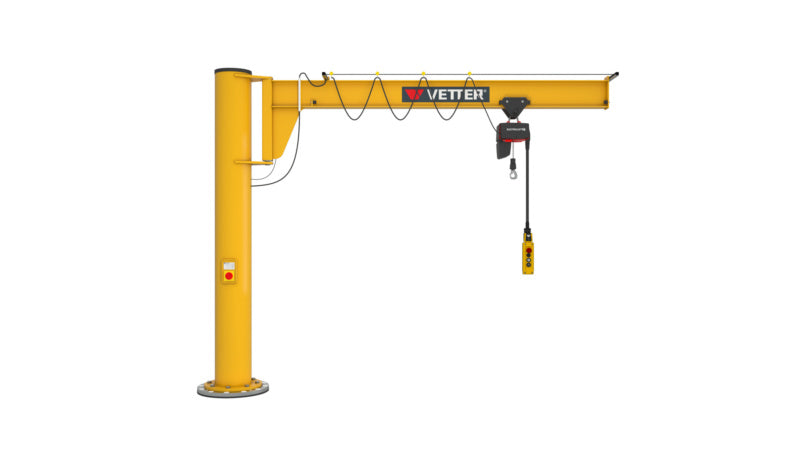 Sloupový jeřáb (AS) s otočným výložníkem – kompletní sada se systémem spojovacích kotev a řetězovým kladkostrojem