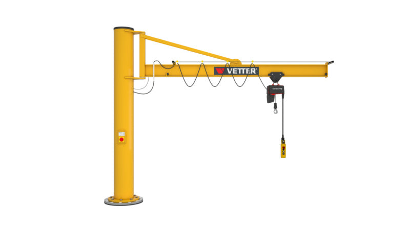 Sloupový jeřáb (PS) s otočným výložníkem – kompletní sada se systémem spojovacích kotev a řetězovým kladkostrojem