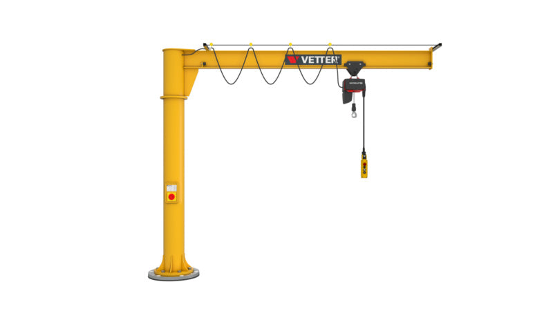 Sloupový jeřáb (PR) s otočným výložníkem – kompletní sada se systémem spojovacích kotev a řetězovým kladkostrojem