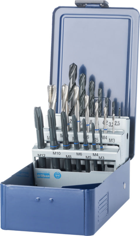 Sada závitníků + jádrový vrták M3–M12 HSSE průchozí/slepý otvor ≤ 2,5xD 371 ;376
