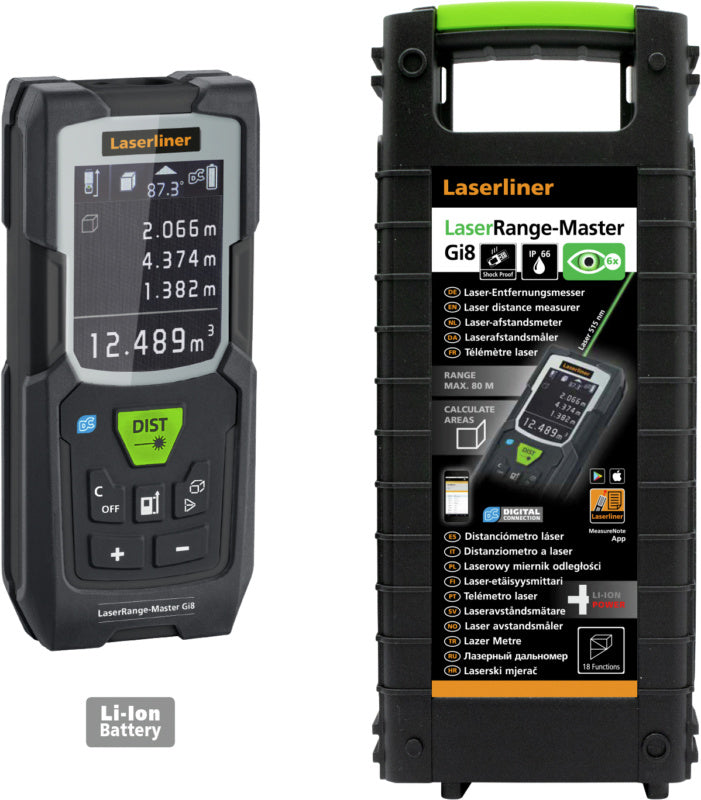 Laserový dálkoměr LRM Gi8 Pro, dosah 80 m, zelený laser