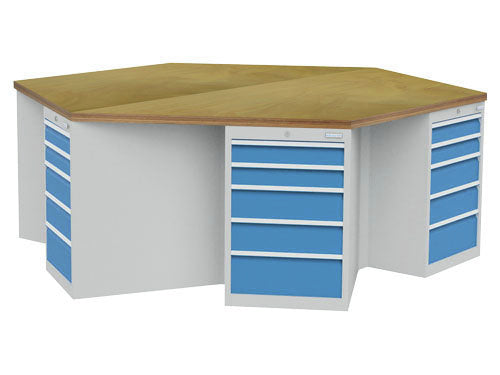 Šestihranný skupinový dílenský stůl R18-24