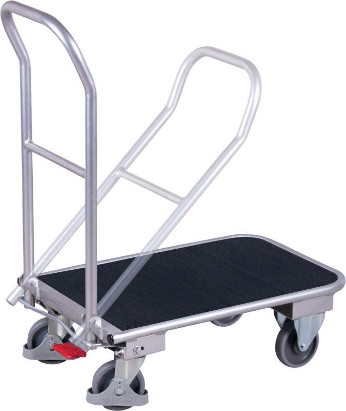 Skládací hliníkový vozík s tlačným madlem variofit s drážkovanou pryžovou rohoží