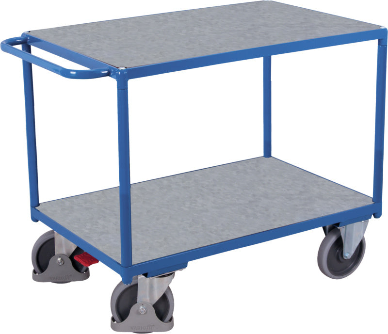 Stolový vozík pro velké zatížení variofit se dvěma ložnými plochami ze zinkového plechu