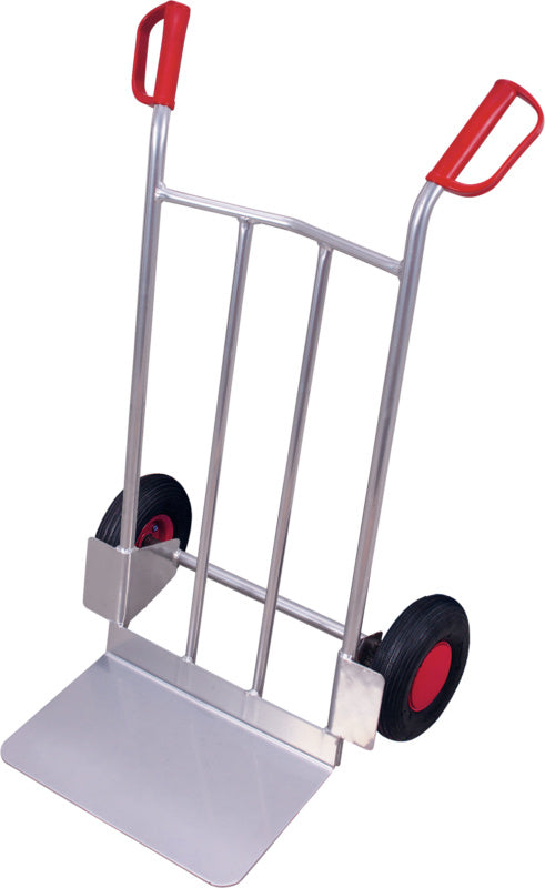 Hliníkový vozík s velkou deskou a vertikálními vzpěrami