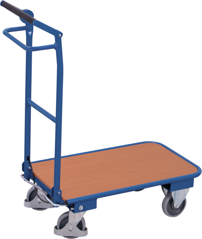 Skládací vozík s tlačným madlem a bezpečnostní brzdou