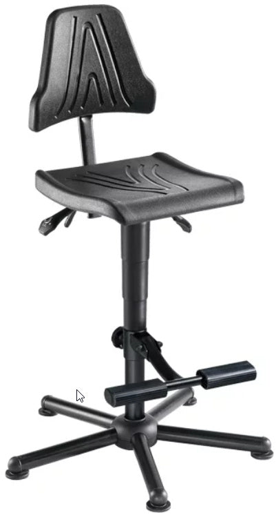 Pracovní otočná židle Workster Pro s kluzáky a pomůckou pro vylézání, šířka 390 mm