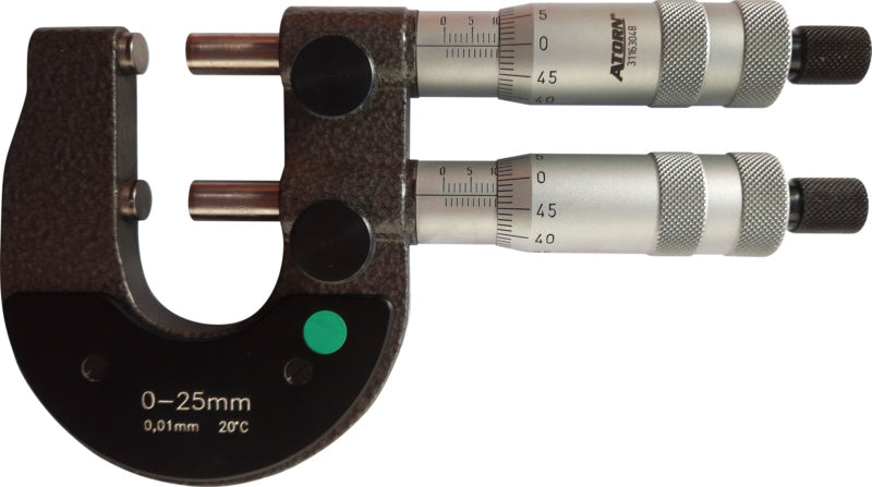 Mikrometrické měřidlo se dvěma vřeteny