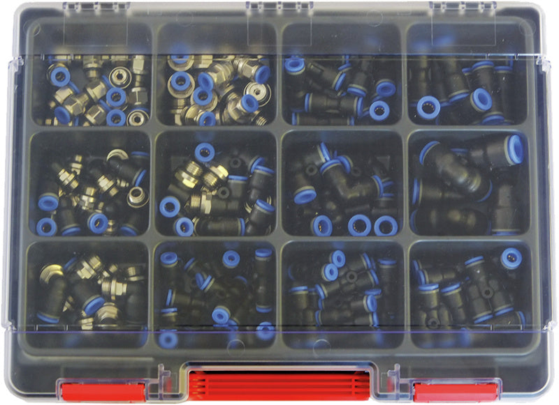 Sortimentní kufřík s nástrčnými rychlospojkami „Blue Series“, omezený rozsah