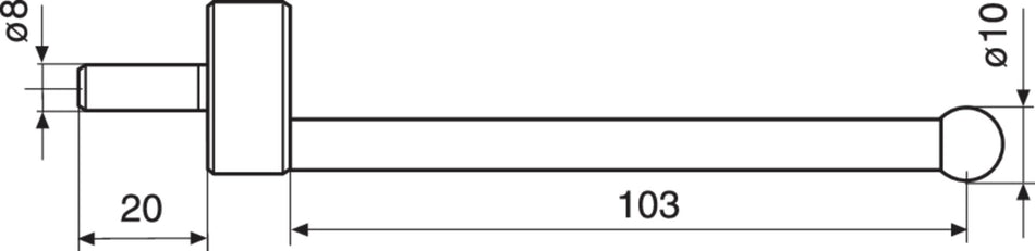 K 10/100 Kugelmeßeinsatz D=10 mm Ausladung 100 mm