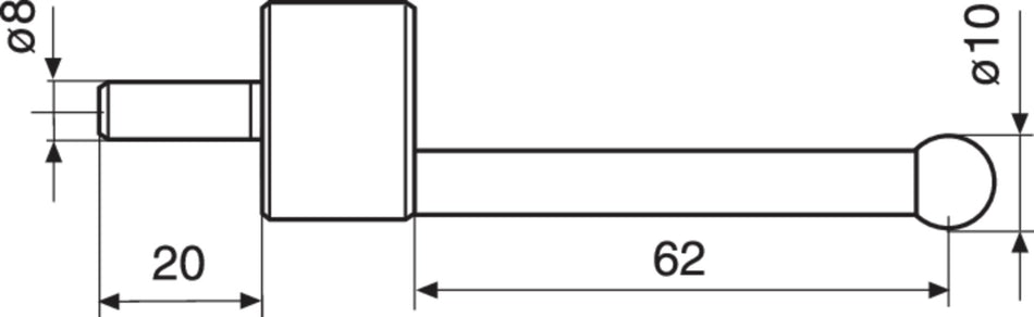K 10/60 Kugelmeßeinsatz D=10 mm Ausladung 60 mm