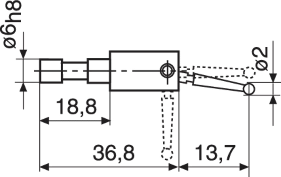 držák M2 včetně měřicího nástavce, průměr: 2mm