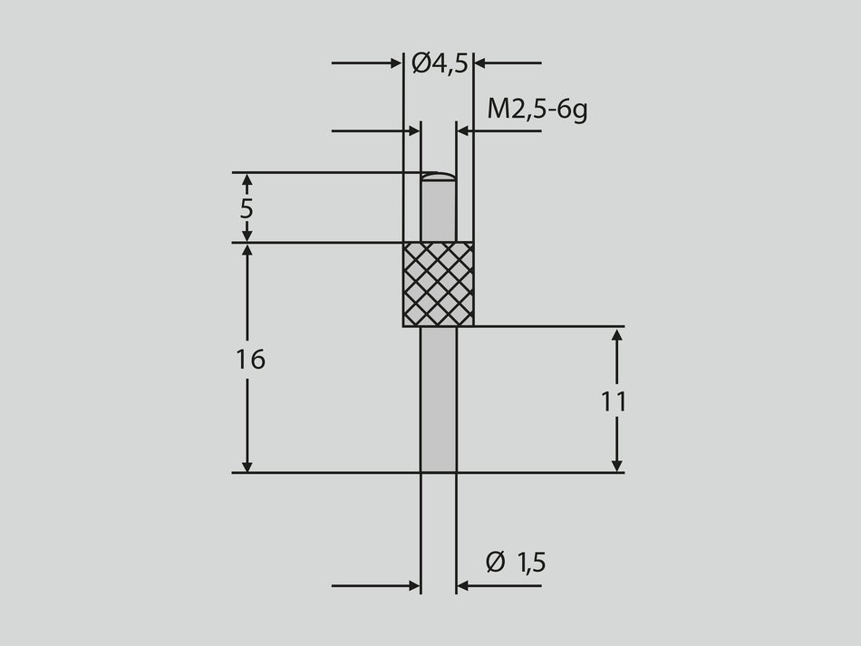 Dotek válcový Ø 1,5 mm x 10 mm M2,5