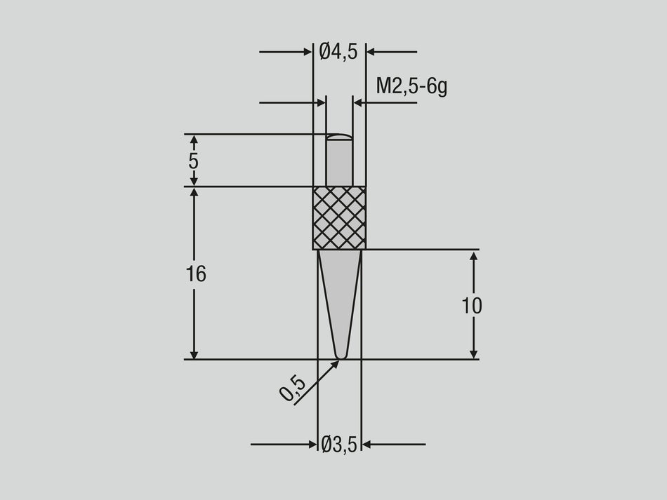 Dotek Hrot, poloměr 0,5 mm x 10 mm