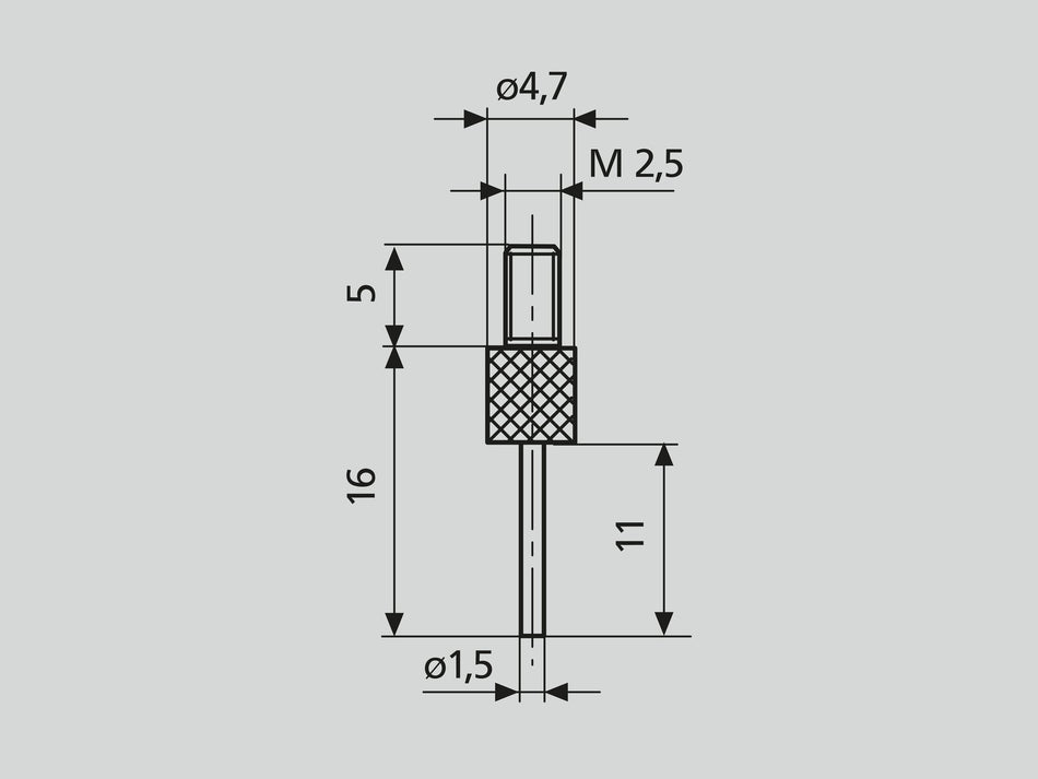 911 H1 Kolíkový měřící dotek plochý,osaz. tvrdokovem, D=1mm