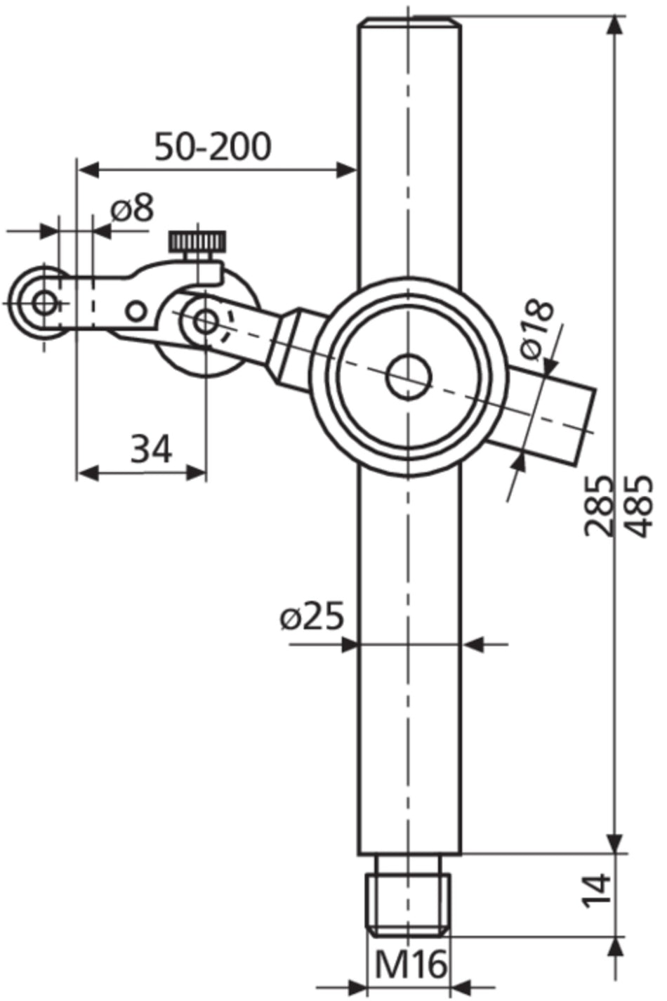 815 XMS tyč.sestava stabilní provedení/1kloub,485 mm