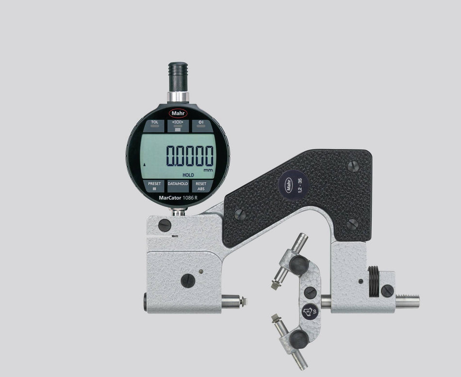 853 závitový třmenový kalibr s indikátorovým úchylkoměrem 35-75mm, v dřevěné krabičce