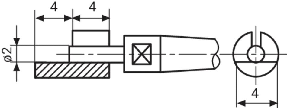 40 He 9 měř.dotek s osazenou rov.plo., s nasaz. podl.D=2 mm